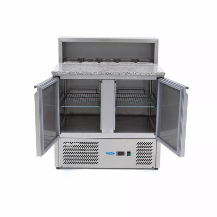 Rashladni pult za pripremu pizza - 90cm - 2 vrata - 285L - inox poklopac