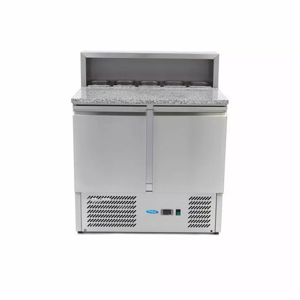 Rashladni pult za pripremu pizza - 90cm - 2 vrata - 285L - inox poklopac