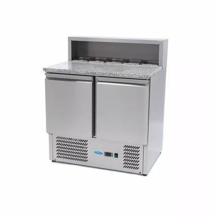 Rashladni pult za pripremu pizza - 90cm - 2 vrata - 285L - inox poklopac